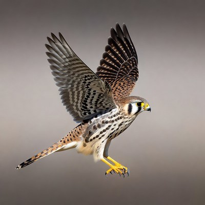 American Kestrel Flying with Wings Spread