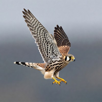 American Kestrel Flying with Wings Spread