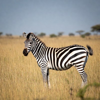 Zebra standing in African savanna