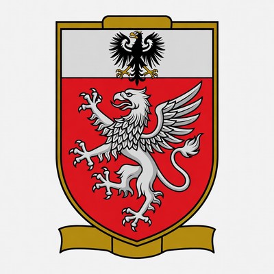 Red Shield with Griffin and Eagle