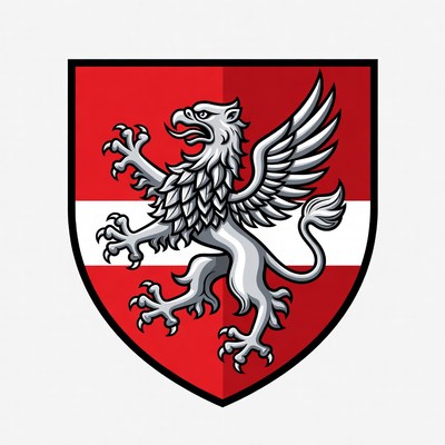 Silver Gryphon on Red Shield