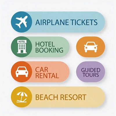 Travel Services Buttons Icons