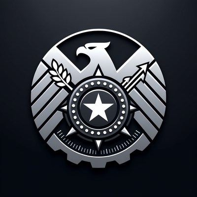 Silver Eagle Shield Emblem with Gear