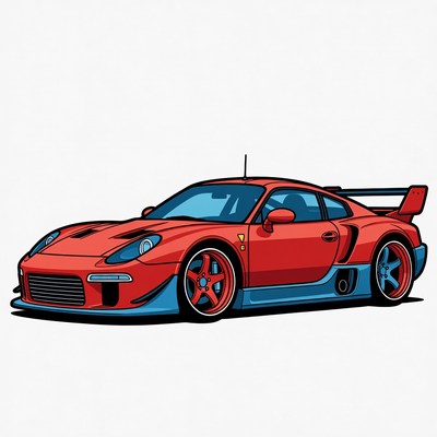Red Porsche Sports Car Illustration