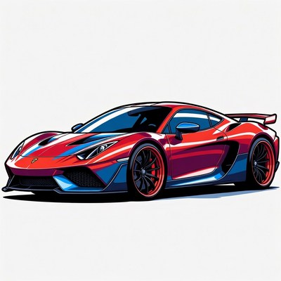 Red Lamborghini Supercar Illustration