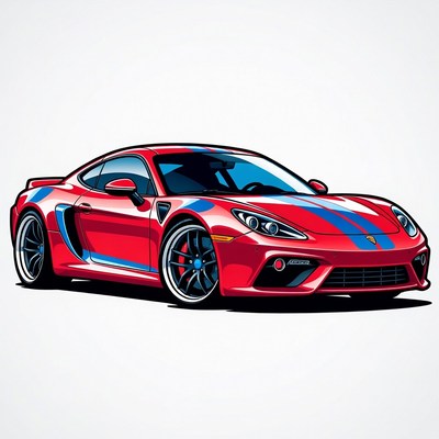 Red Porsche 718 Cayman Sports Car