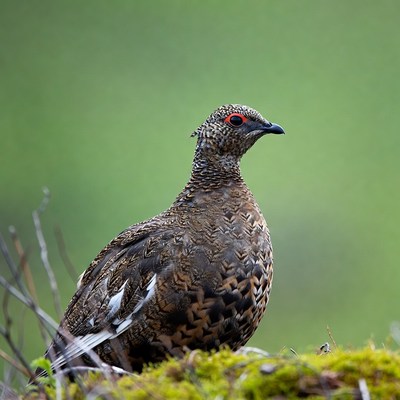 Ptarmigan standing on moss