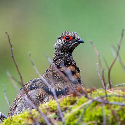 Red-legged Partridge in Moss