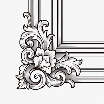 Ornate vector picture frame corner