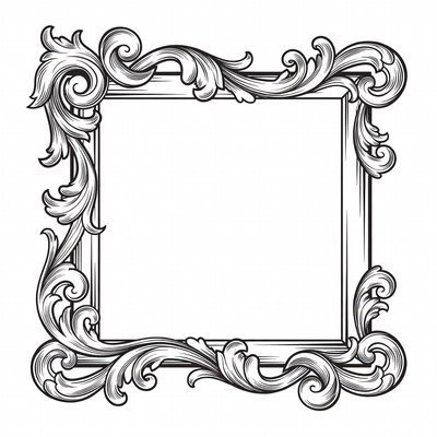 Ornate Black and White Frame