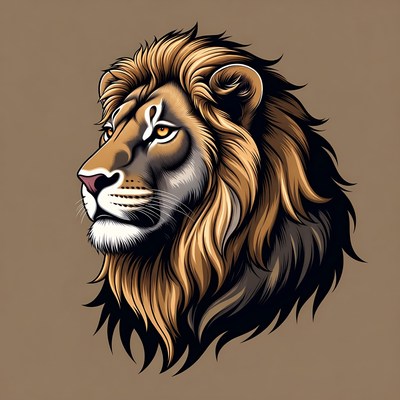 Majestic Lion Head Illustration