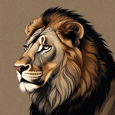 Majestic lion portrait illustration