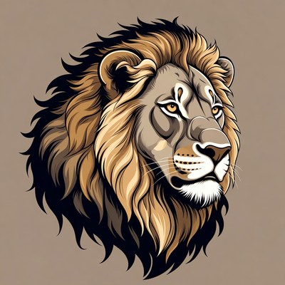 Majestic Lion Head Illustration
