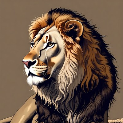 Majestic lion portrait illustration