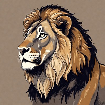 Majestic lion portrait illustration