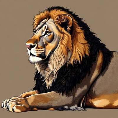 Majestic lion lying on side