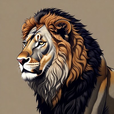 Majestic lion head illustration