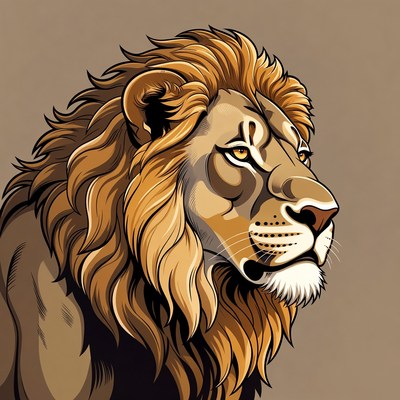 Majestic lion head illustration