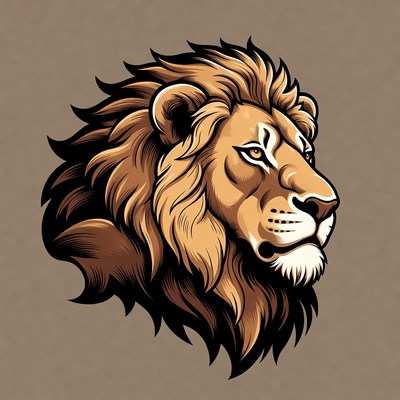 Majestic lion head illustration