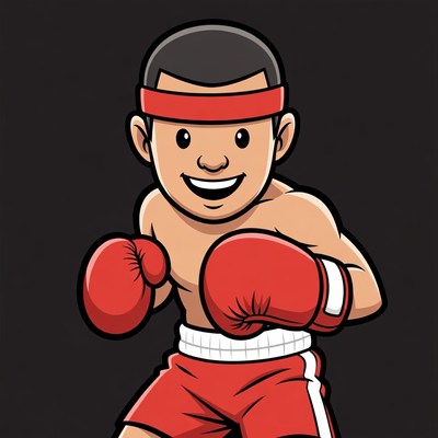 Cartoon boxer with red gloves