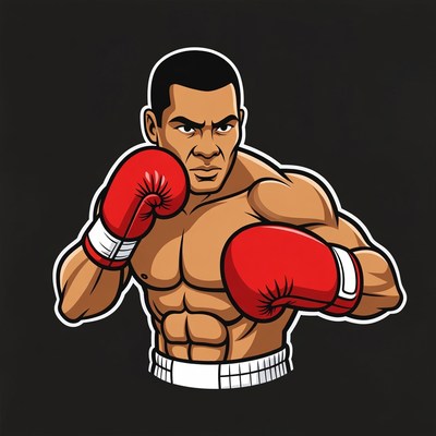 African-American boxer with red gloves
