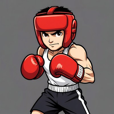 Cartoon boxer in fighting stance