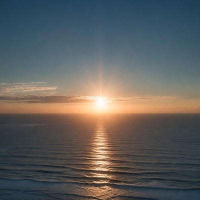 Sunset over ocean with sun rays