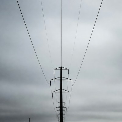 Power Lines Against Gray Sky