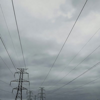 Power Lines Under Gray Sky