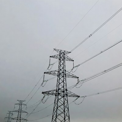 Electricity Pylon Tower with Power Lines