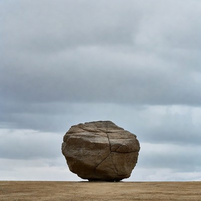 Large Boulder on Dry Ground