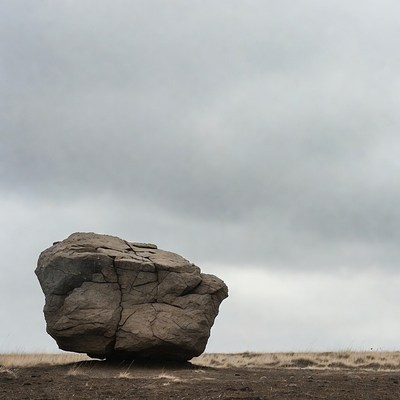 Large Boulder on Grassy Field