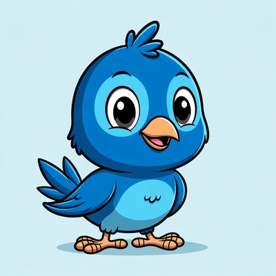 Cute blue cartoon bird