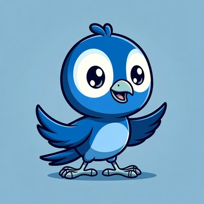 Cute cartoon blue bird