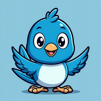 Cute cartoon blue bird