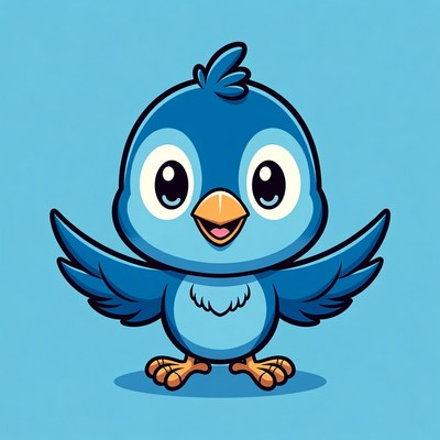 Cute Blue Bird Illustration