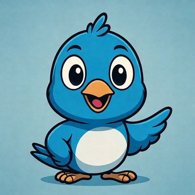 Cartoon Blue Bird Pointing