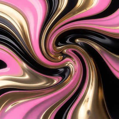Swirling Pink Gold Black Liquid