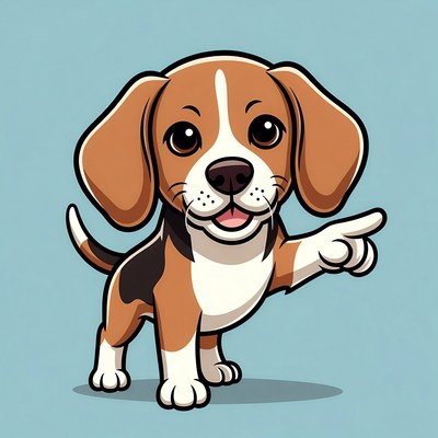 Cartoon Beagle Puppy Pointing
