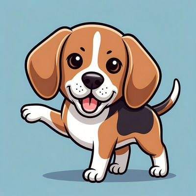 Cute Beagle Puppy Waving