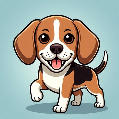 Cute cartoon beagle puppy smiling