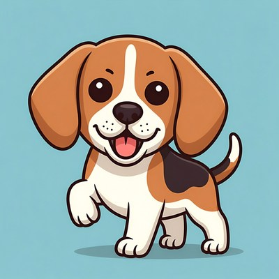 Cute cartoon beagle puppy