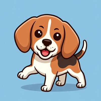 Cute cartoon beagle puppy
