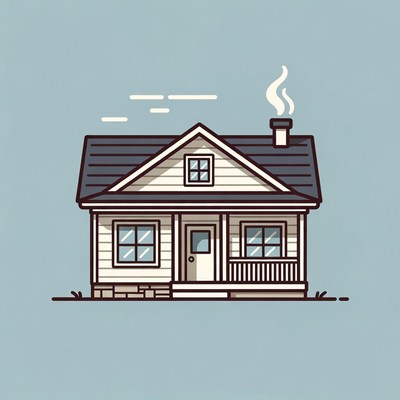 Cozy house with chimney smoke