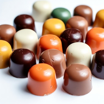 Colorful Chocolate Bonbons on White Background