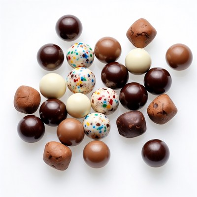 Assorted Chocolate Candies on White Background
