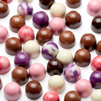 Colorful Chocolate Truffles on White Background