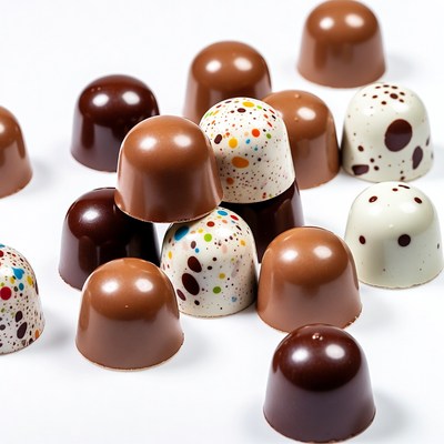 Colorful Chocolate Truffles on White Background