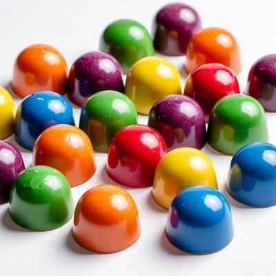 Colorful Chocolate Balls on White Background
