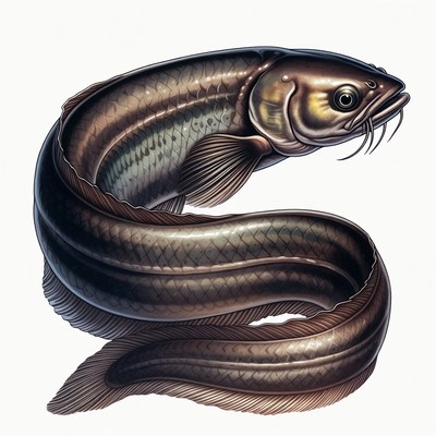 Curled Bronze Catfish Illustration